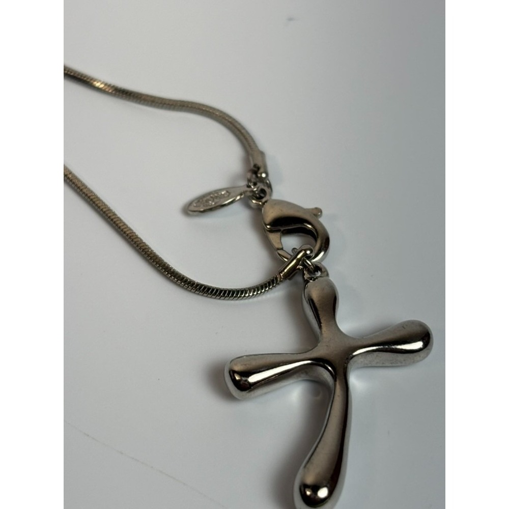 Vintage Anklet Premier Designs Silver Tone Crucifix Puffy Cross Signed Y2K - Picture 2 of 5